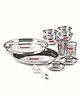 HAZEL Stainless Steel Dinner Set Of 12 | Dinner Set Steel (2 Steel Plate, 4 Bowl, 2 Spoon, 2 Dessert Plate, 2 Steel Glass) 12 Pieces, Silver