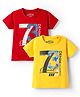 Dapper Dudes Pack Of 2 Half Sleeves Numericals Printed Tees - Red & Yellow