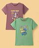Dapper Dudes Half Sleeves Pack Of 2 Typography Printed Tees - Green & Mauve