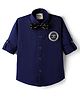 Dapper Dudes Cotton Full Sleeves Boy Text Patch Detailed Shirt With Bow - Navy Blue