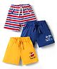 Doodle Poodle 100% Cotton Knee Length Shorts With Stripes & Nautical Theme Print Pack Of 3 - Yellow Blue & Red