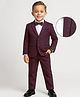 Babyhug Knit Full Sleeves 3 Piece Soild Color Party Suit - Wine & White