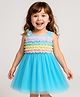 Babyhug Woven Sleeveless Party Dress With Ruffles on Yoke - Light Blue