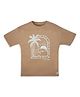 My Milestones 100% Cotton Half Sleeves  Beach Theme Printed Bio Washed Tee - Brown
