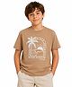 My Milestones 100% Cotton Half Sleeves  Beach Theme Printed Bio Washed Tee - Brown