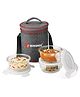 Bergner Fresh Lunch 3 Pcs Lunch Box Set (400ml each) with Fabric Bag and Shoulder Strap - Transparent / Grey