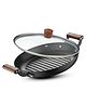 Bergner Odin 28cm Cast Iron Round Grilled Pan with Glass Lid - Induction Bottom