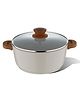 Bergner Naturally Cast Aluminum 20cm (2.2 L) Casserole with Glass Lid, Non-Stick Marble Coating - Induction Bottom, Comes with Non-Woven Trivet
