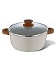 Bergner Naturally Cast Aluminum 32cm (9 L) Casserole with Glass Lid, Non-Stick Marble Coating - Induction Bottom, Comes with Non-Woven Trivet