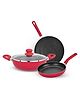 Bergner Ribera Non-Stick Set of 4 Cookware Set - Induction Bottom - Red