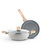 Bergner Terra Non-Stick 3 Pcs Cookware Set - Induction Bottom - Grey
