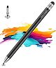 Case-Magic 2 in 1 Universal Stylus Pen with Fine Point Disc Tip+ Rubber Fiber Tip Aluminum Body - Black