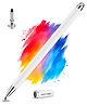 Case-Magic 2 in 1 Universal Stylus Pen with Fine Point Disc Tip+ Micro-Knit Hybrid Fiber Tip Aluminum Body - White