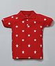 Hrit Cotton Half Sleeves Stars Printed Polo Tee - Red