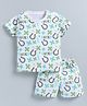 CUTOPIES Cotton Half Sleeves Floral Printed Tee With Coordinating Shorts Set - Olive Green