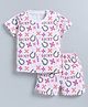 CUTOPIES Cotton Half Sleeves Flowers Printed Coordinating Tee & Shorts Set - Pink