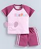 CUTOPIES Cotton Half Sleeves Elephant Printed Tee With Side Tapped Shorts Set - Magenta