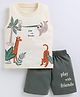 CUTOPIES Cotton Sleeveless Animals Printed Tee With Shorts Set - Butter