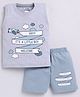 CUTOPIES Cotton Sleeveless Rocket & Cloud Printed Tee With Shorts Set - Deep Melange