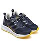 Asian Mesh Detailed Brand Name Designed Sneakers - Navy Blue & Mustard