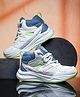 Asian Mesh Detailed Colour Blocked Sneakers - White Blue & Green