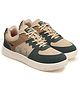Asian Colour Blocked Sneakers - Beige & Leaf Green