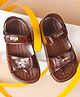 KATS Coin Applique Detailed With Double Velcro Closure Sandals - Brown