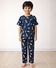 Anthrilo 100% Organic Cotton Knit Half Sleeves Dinosaurs Printed Coordinating Night Suit Set - Navy Blue