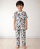 Anthrilo 100% Organic Cotton Knit Half Sleeves Baby Panda & Rainbow Printed Coordinating Night Suit Set - White