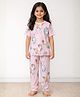 Anthrilo 100% Organic Cotton Knit Half Sleeves Unicorns Printed Coordinating Tee & Pajama Set - Pink