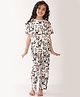 Anthrilo 100% Organic Cotton Knit Half Sleeves Panda Printed Coordinating Night Suit Set - White