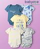 Babyoye Interlock Knit Half Sleeves Onesies with Sea Life Print Pack of 5 - Multicolor