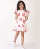 Anthrilo Cotton Flutter Sleeves Bows Printed Dress - Off White