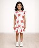 Anthrilo Cotton Flutter Sleeves Bows Printed Dress - Off White