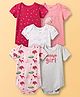 Babyoye 100% Cotton Knit Half Sleeves Onesies with Polka Dots & Animal Print Pack of 5 - Multicolor