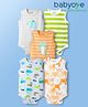 Babyoye 100% Cotton Knit Sleeveless Striped & Animals Printed Onesies Pack of 5 - Multicolor