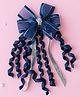 Ribbon candy Bow Designed Curled Danglers Detailed Alligator Clip - Blue