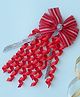 Ribbon candy Bow & Curly Danglers Applique Detailed Hair Alligator Clip - Red & Silver