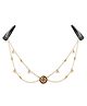 Ribbon candy Beads & Rhinestones Embellished Chained Snap Clips - Golden