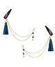 Ribbon candy Tassels Detailed Pearls Embellished Chained Earrings - Blue