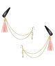 Ribbon candy Tassels Detailed Pearls Embellished Chained Earrings - Light Pink