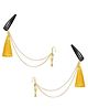 Ribbon candy Tassels Detailed Pearls Embellished Chained Earrings - Yellow