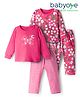 Babyoye 100% Cotton Knit Full Sleeves Co-Ord Night Suits With Floral & Butterfly Print Pack of 2 - Pink