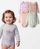 Babyoye 100% Cotton Knit Full Sleeves Floral & Heart Printed Onesies Pack of 5 - Multicolor