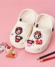 Yellow Bee Disney Solid Perforated Mickey & Minnie Mouse Clogs With Bow Gloves & Cupcake Charms - White