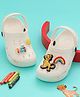 Yellow Bee Disney Simmba Jibbitz Applique Detailed Perforated Clogs - White