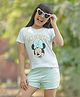 Nap Chief Pure Cotton Mickey & Friends Featuring Half Sleeves Character Printed Tee With Shorts Set - Sky Blue