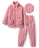 Mark & Mia Full Sleeves Winter Co-ords Night Wear With Cable Knit Design - Pink