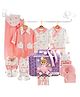 Little Surprise Box  Ted Ears Print Newborn Baby 23-Piece Gift Hamper with Decorated Handmade Storage Basket 0-6 Months - Pink
