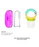 numum combo of Finger brush and Ring Nibbler ( Pink finger brush , yellow ring nibbler)( Color and design may vary)